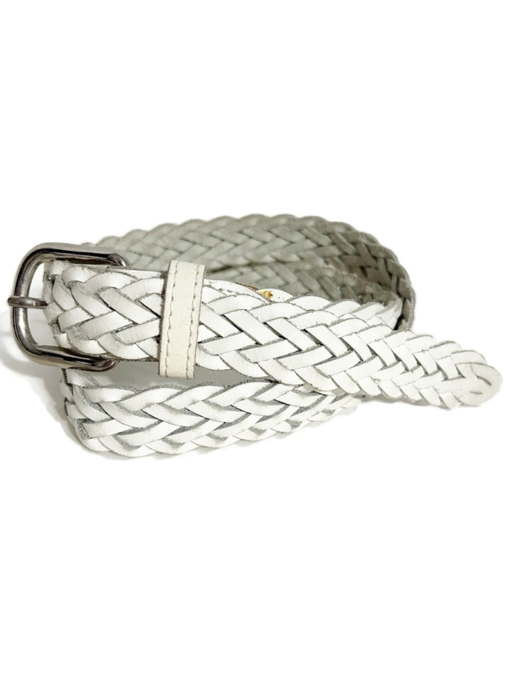 Unbranded White Braided Belt with Brass Toned Buckle Size S / M 🤍
